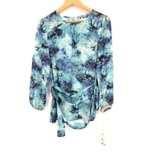 Gorg‎ NWT Etcetera Visionary Silk Blend Tie Dye Belted Long Sleeve Blouse Size 4